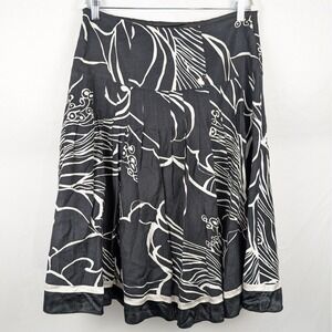 Vtg Monsoon Skirt Black White Abstract A Line Midi 8‎ M Whimsigoth Fairy Grunge